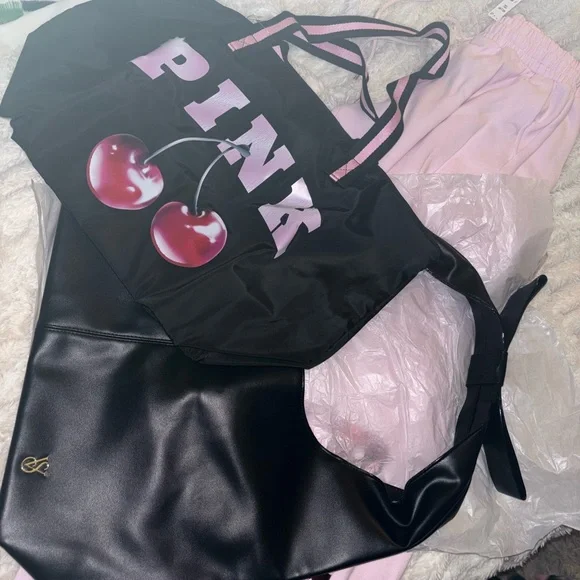 Pink Cherry Print Tote Bag - Picture 1 of 1